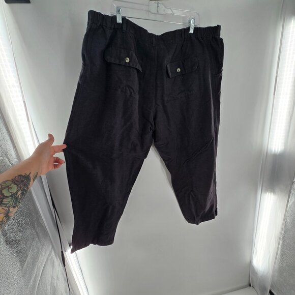 Able Black Linen Cotton Blend Charlie Tapered Oversize Pants Pockets Size 14 - Picture 3 of 12